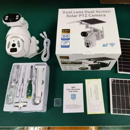6MP Dual Lens Dual Screen Solar PTZ Camera (4G / Wi-Fi)