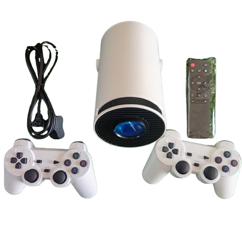 HY300 Mini Portable Smart Projector with Dual Wireless Game Controllers